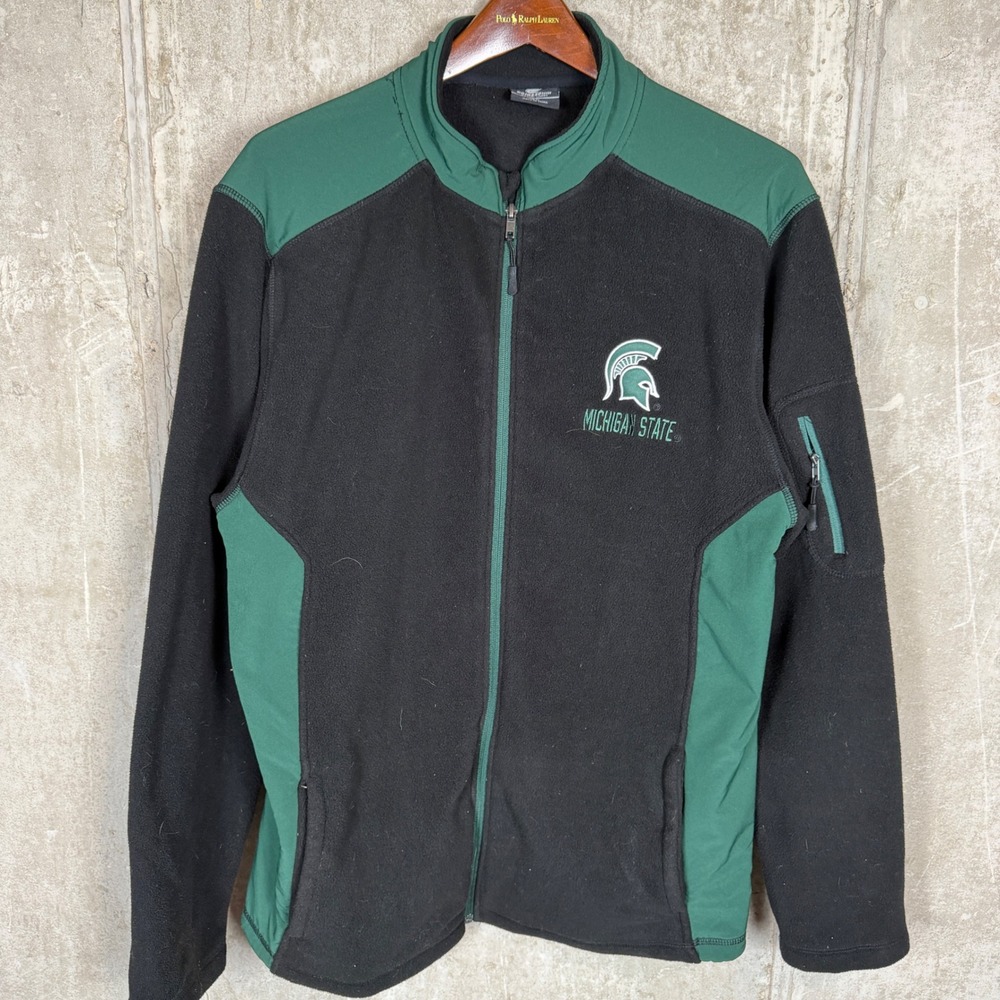 Colosseum Michigan State‎ Spartans Mens XL Full Zip Fleece Jacket Black Green